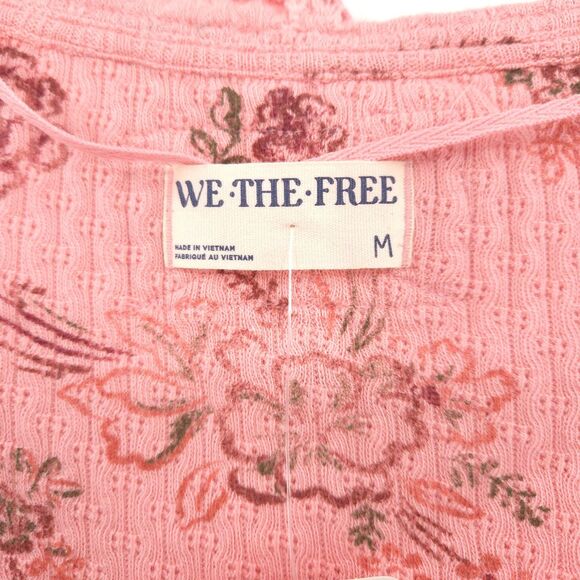 Free People NWT We the Free Clover Printed Thermal Tee Size M pink floral - Picture 6 of 10